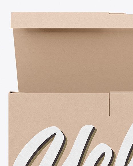 Opened Kraft Box Mockup PSD #2