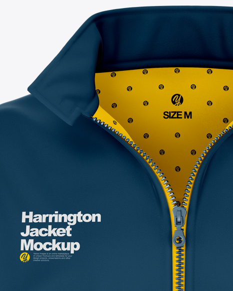 Men S Harrington Jacket Front View In Apparel Mockups On Yellow Images Object Mockups