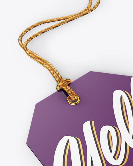 Paper Label With Rope Mockup   Half Side View PSD #6