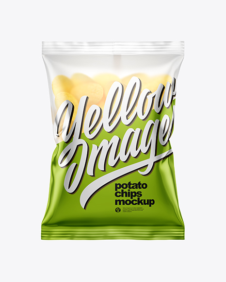 Matte Bag With Potato Chips Mockup In Bag Sack Mockups On Yellow Images Object Mockups