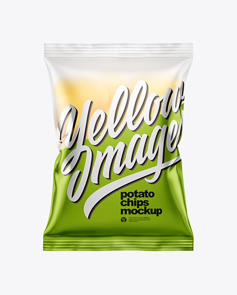 Frosted Bag With Potato Chips Mockup