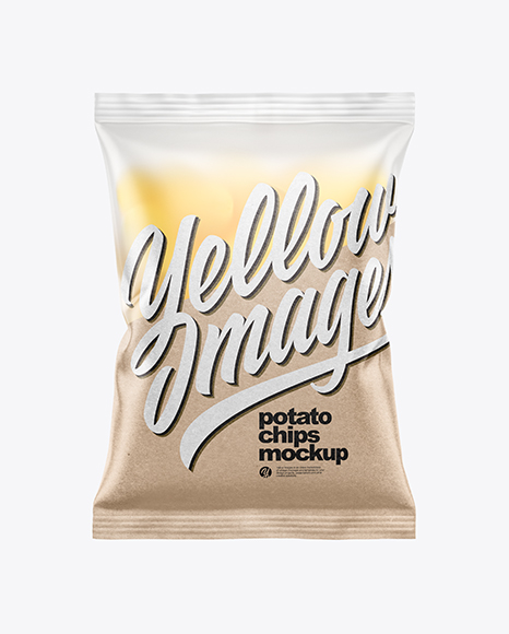 Download Frosted Bag With Potato Chips Mockup In Bag Sack Mockups On Yellow Images Object Mockups