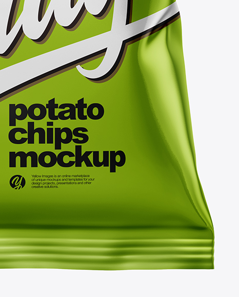 Download Frosted Bag With Potato Chips Mockup In Bag Sack Mockups On Yellow Images Object Mockups Yellowimages Mockups