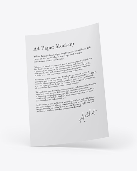 A4 Paper Mockup