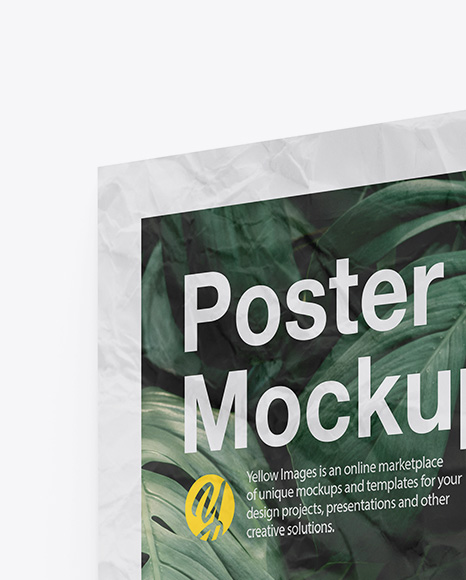 Crumpled Poster Mockup In Stationery Mockups On Yellow Images Object Mockups