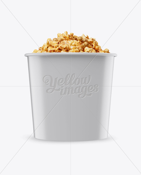 Large Glossy Caramel Popcorn Bucket Mockup - Front View