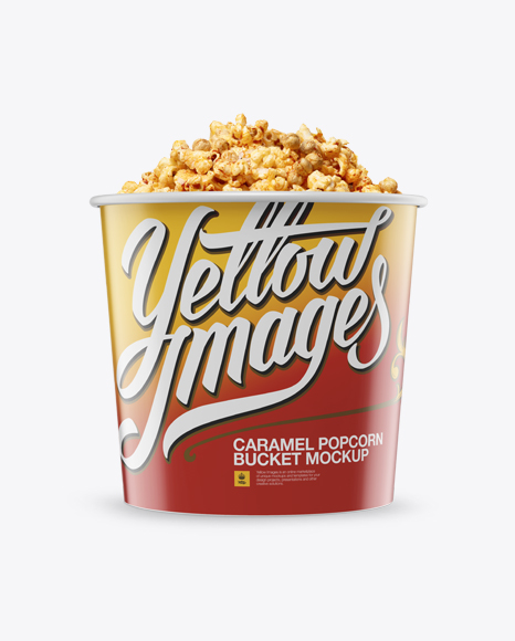 Download Large Glossy Caramel Popcorn Bucket Mockup Front View Designs Zone PSD Mockup Templates