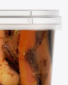 Glossy Plastic Container With Vegetables Mockup - Eye-Level Shot