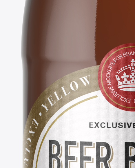 568ml Amber Glass Bottle with Light Beer Mockup 568ml Amber Glass Bottle with Light Beer Mockup