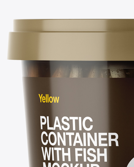 Download Glossy Plastic Container With Fish Mockup Eye Level Shot In Pot Tub Mockups On Yellow Images Object Mockups PSD Mockup Templates