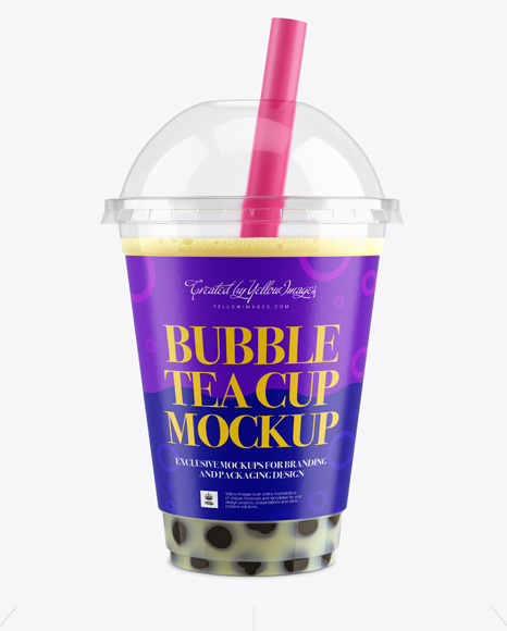 Download Banana Bubble Tea Cup Mockup - Front View in Cup & Bowl Mockups on Yellow Images Object Mockups