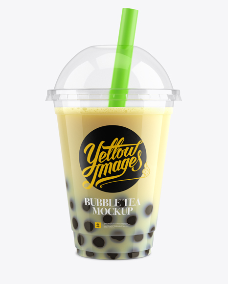 Banana Bubble Tea Cup Mockup - High-Angle View - Free Download Images High  Quality PNG, JPG