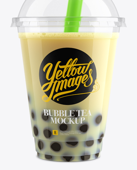 Download Banana Bubble Tea Cup Mockup Front View In Cup Bowl Mockups On Yellow Images Object Mockups Yellowimages Mockups