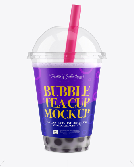 Download Blueberry Bubble Tea Cup Mockup Front View Yellow Author