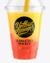 Download Orange Bubble Tea Cup Mockup - Front View in Cup & Bowl Mockups on Yellow Images Object Mockups