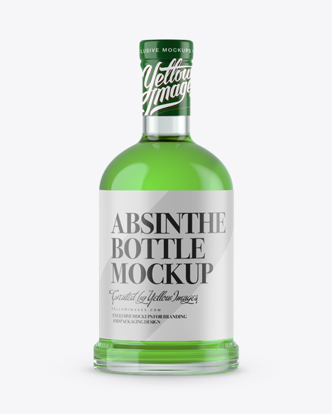 Download Clear Glass Bottle W Absinthe Mockup In Bottle Mockups On Yellow Images Object Mockups PSD Mockup Templates