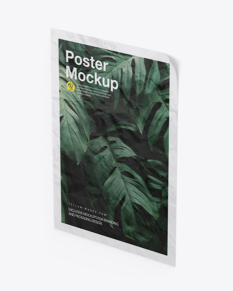 Crumpled Poster Mockup PSD #2