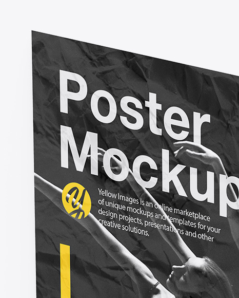 Crumpled Poster Mockup PSD #1
