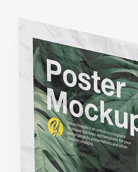 Crumpled Poster Mockup PSD #7
