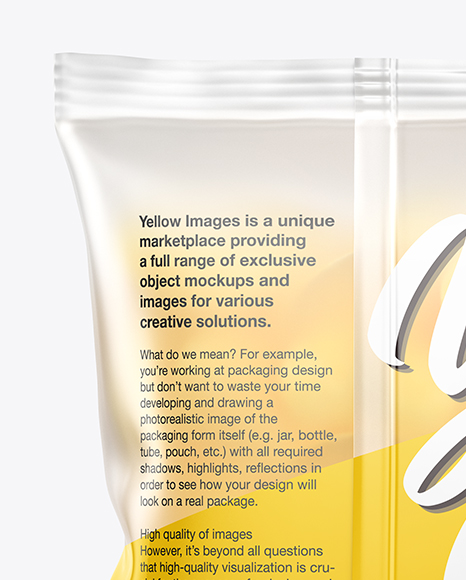 Frosted Bag With Potato Chips Mockup In Object Mockups On Yellow Images Object Mockups