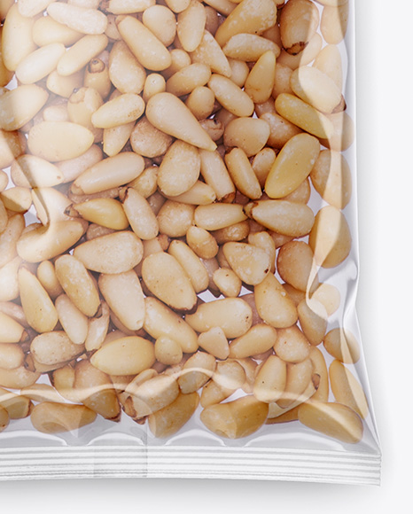 Clear Plastic Pack W Pine Nuts Mockup In Flow Pack Mockups On Yellow Images Object Mockups