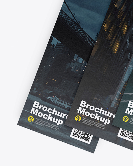 Three Textured Brochures Mockup In Stationery Mockups On Yellow Images Object Mockups