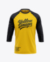 Download Men S Raglan 3 4 Length Sleeve T Shirt Mockup Front View In Apparel Mockups On Yellow Images Object Mockups