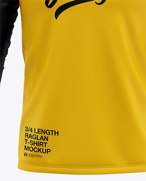 Download Men S Raglan 3 4 Length Sleeve T Shirt Mockup Front View In Apparel Mockups On Yellow Images Object Mockups