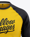 Download Men S Raglan 3 4 Length Sleeve T Shirt Mockup Front View In Apparel Mockups On Yellow Images Object Mockups