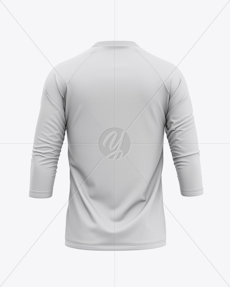 Free Men’s Raglan 3/4 Length Sleeve T-Shirt Mockup - Back View Apparel Mockups