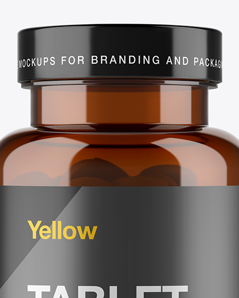 Amber Plastic Pill Bottle Mockup PSD #2