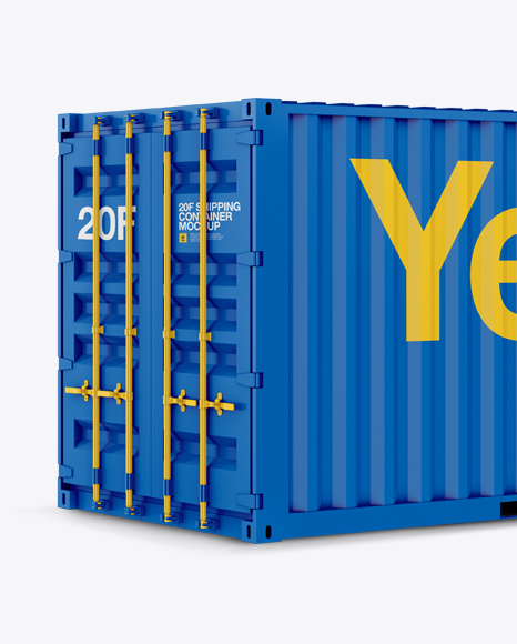 Download 20F Shipping Container Mockup - Halfside View in Object Mockups on Yellow Images Object Mockups