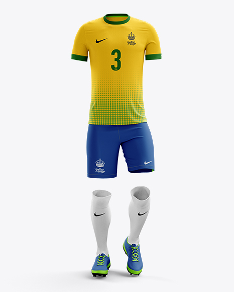 Download Men S Full Soccer Kit Mockup Front View In Apparel Mockups On Yellow Images Object Mockups