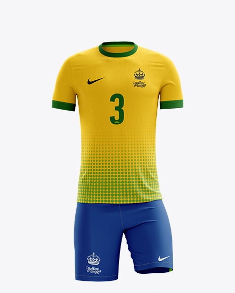 Men S Full Soccer Kit Mockup Front View In Apparel Mockups On Yellow Images Object Mockups