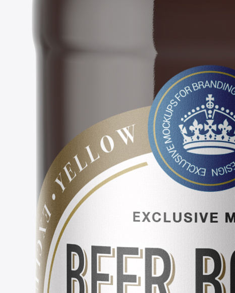 40oz Clear Glass Bottle w  Dark Irish Beer Mockup PSD #1
