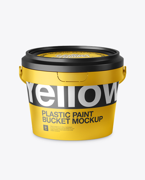 Metallic Paint Bucket Mockup - Front view (High-Angle Shot) - Free