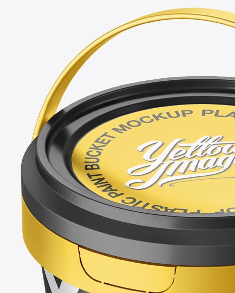 Metallic Paint Bucket Mockup - Halfside view (High-Angle Shot) on