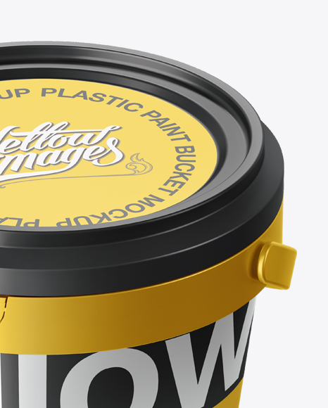 Metallic Paint Bucket Mockup   Halfside view (High Angle Shot) PSD #2