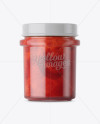 Glass Strawberry Jam Jar Mockup - Front View on Yellow Images Object