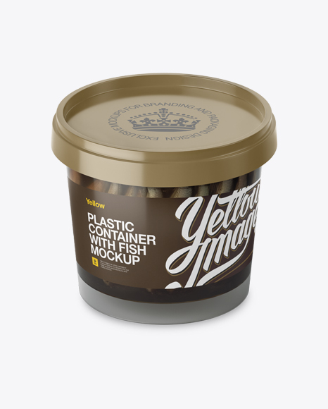 Glossy Plastic Container With Fish Mockup - High-Angle Shot Glossy Plastic Container With Fish Mockup - High-Angle Shot
