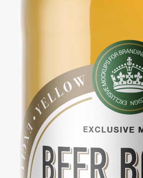 40oz Clear Glass Bottle with Lager Beer Mockup - Free Download Images