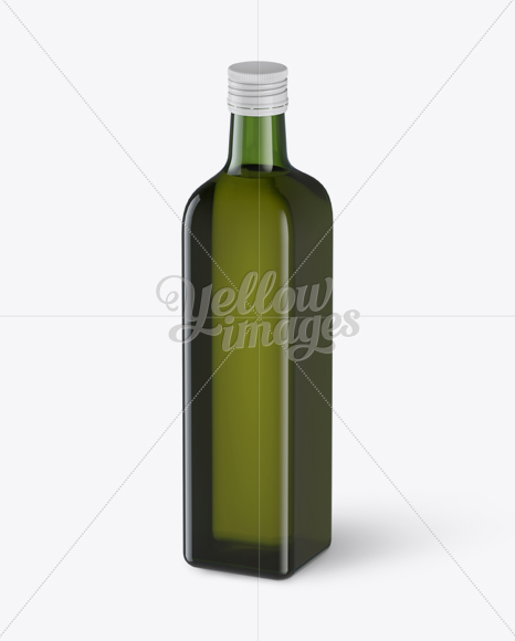 0.75L Green Glass Olive Oil Bottle Mockup - Halfside view (High-Angle Shot)