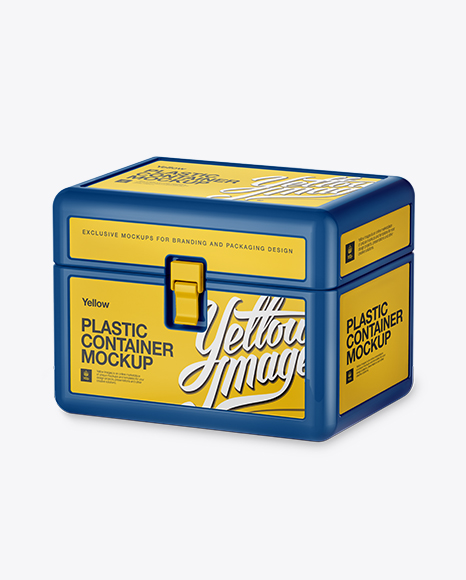 Download Plastic Container With Lock Mockup Halfside View High Angle Shot In Box Mockups On Yellow Images Object Mockups PSD Mockup Templates