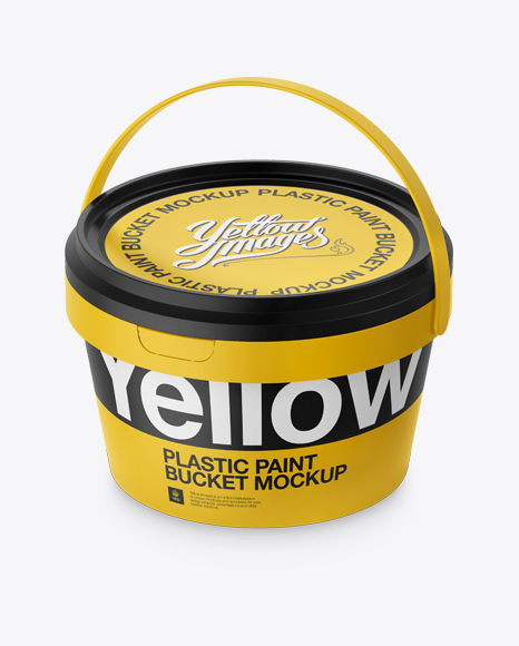 Plastic Paint Bucket Mockup - Halfside view (High-Angle Shot)
