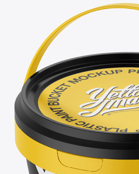 Plastic Paint Bucket Mockup - Halfside view (High-Angle Shot) - Free