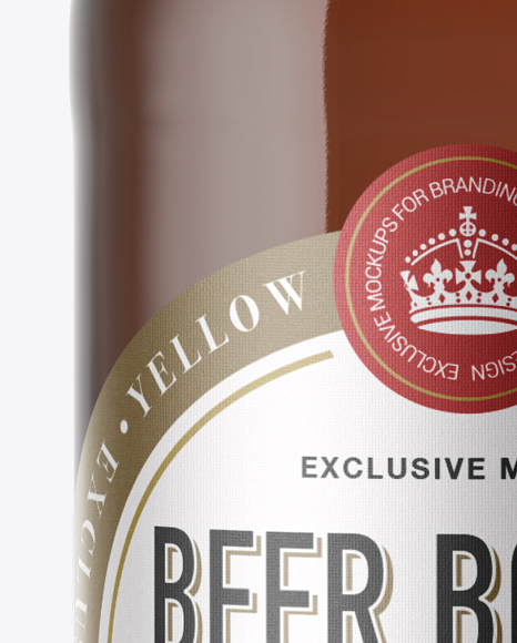 40oz Amber Glass Bottle with Light Beer Mockup PSD #1
