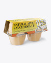 Natural Apple Sauce 4-4 Oz. Cups Mockup - Halfside View - Free Download