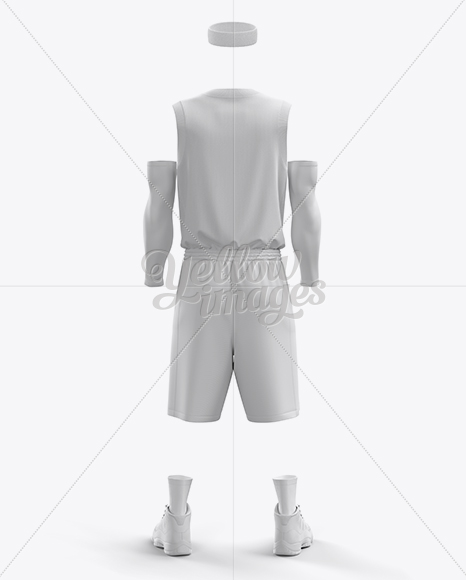 Men S Full Basketball Kit With V Neck Jersey Mockup Back View In Apparel Mockups On Yellow Images Object Mockups