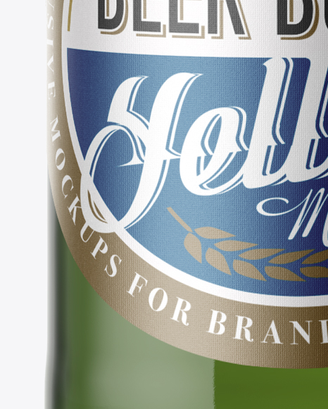 40oz Green Glass Bottle with Lager Beer Mockup PSD #2
