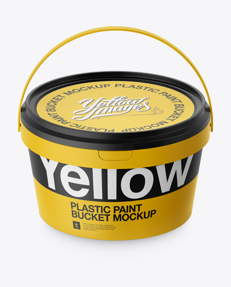 Download Plastic Paint Bucket Mockup - Halfside View (High-Angle Shot) in Bucket & Pail Mockups on Yellow ...